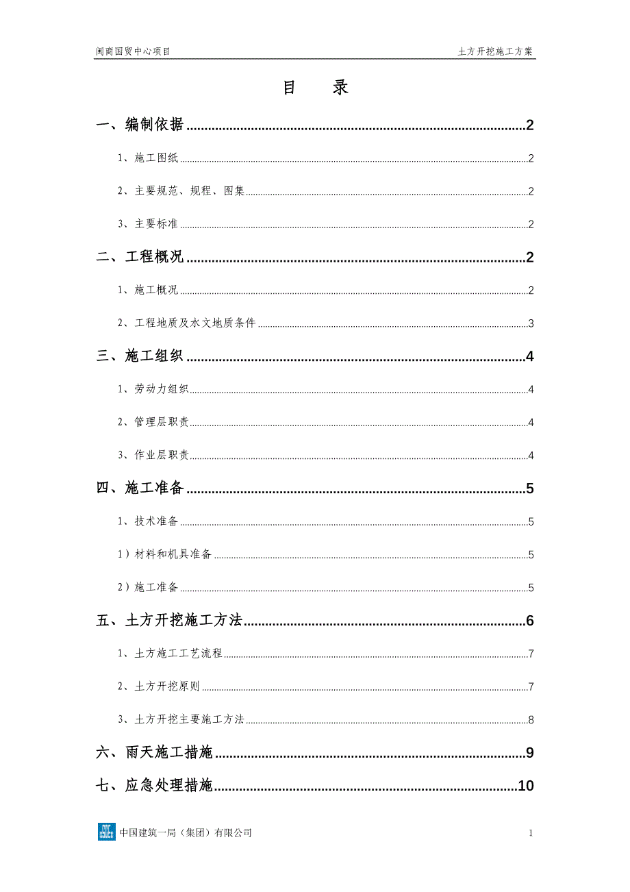 闽商国贸中心土方开挖施工方案_第1页