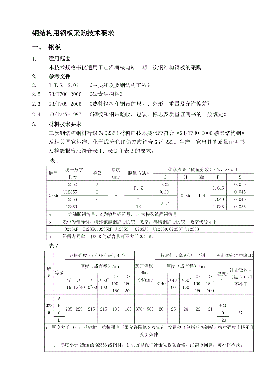 钢板采购技术规格书_第1页