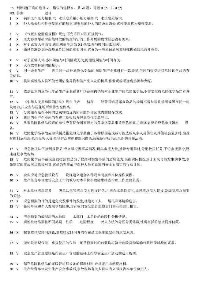 危险化学品经营安全员考试题答案