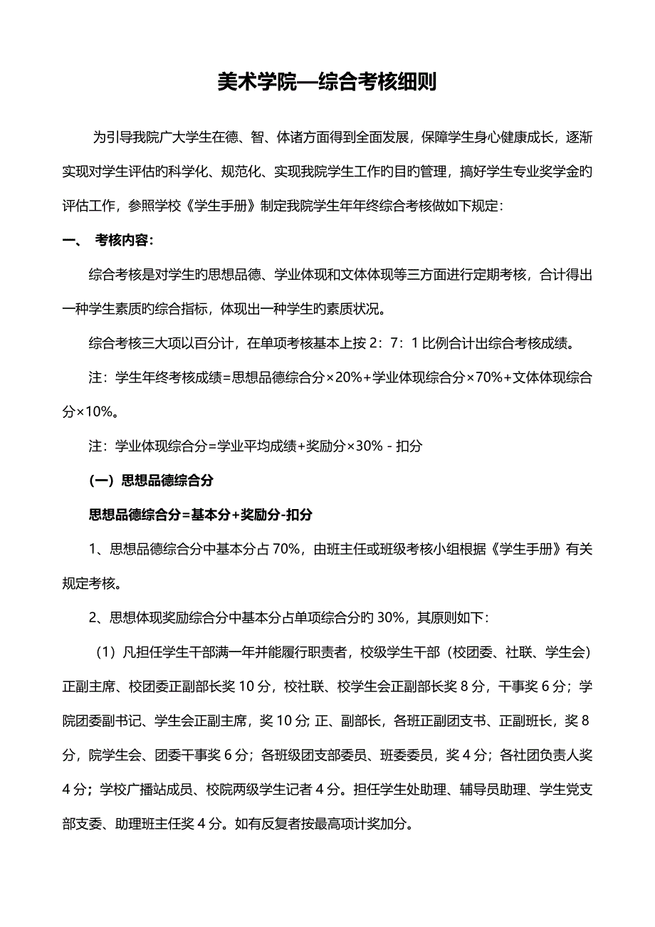 美术学院奖学金评定标准细则_第1页