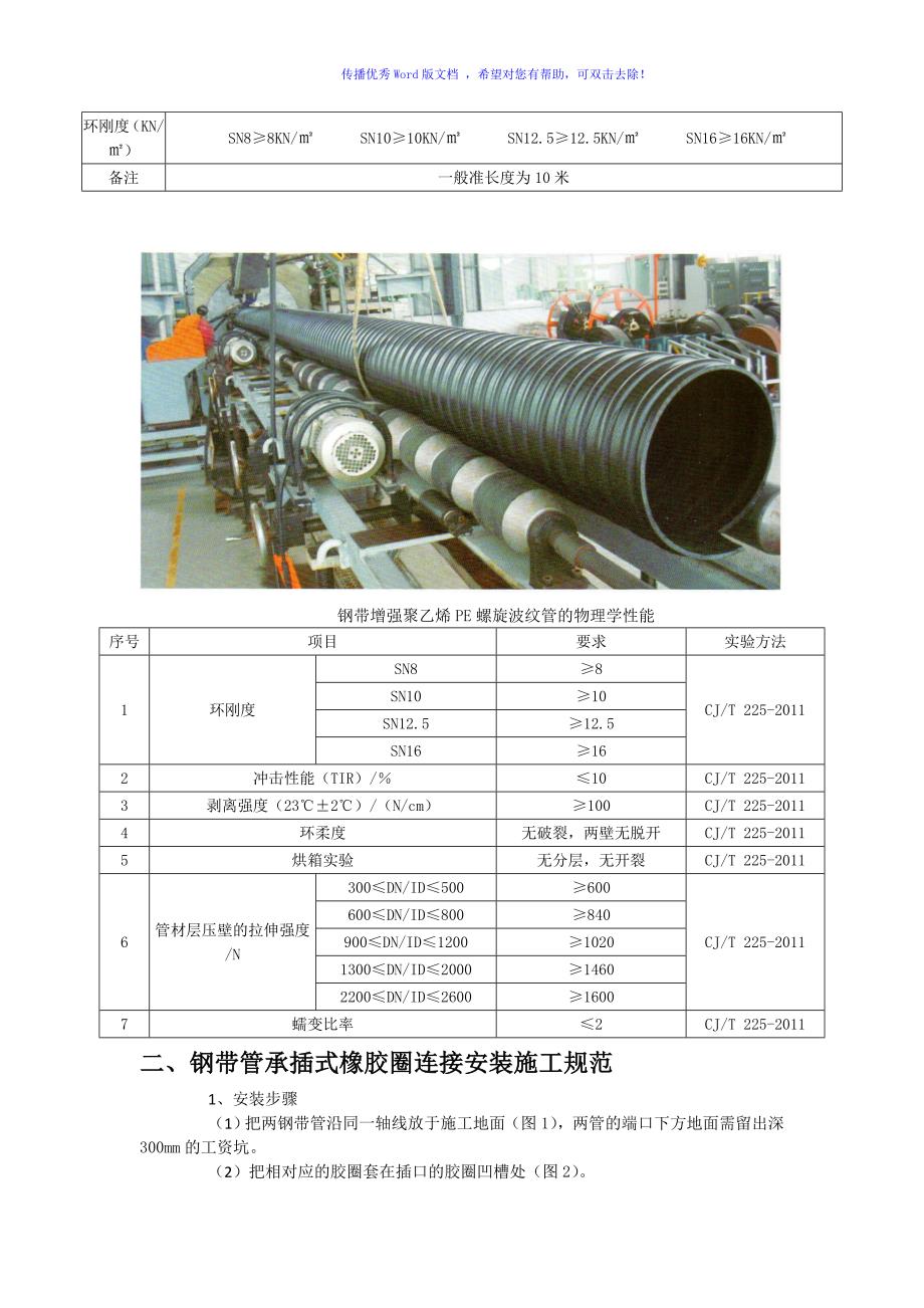 钢带增强聚乙烯螺旋波纹管施工工艺word版_第2页