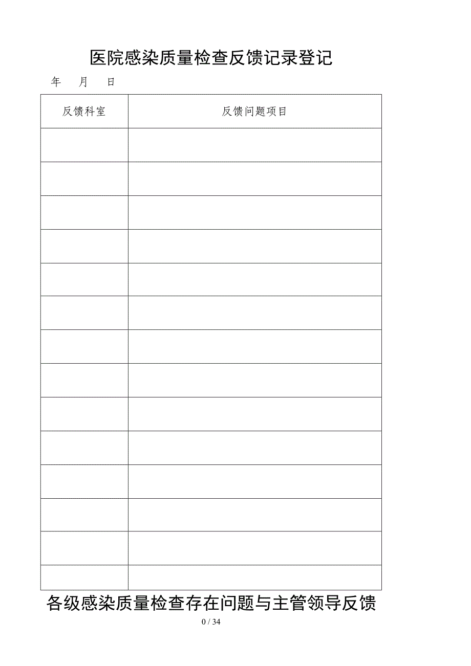 医院感染质量检查反馈记录登记_第1页