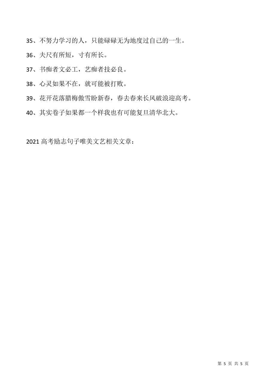 2021高考励志句子唯美文艺语录.docx_第5页