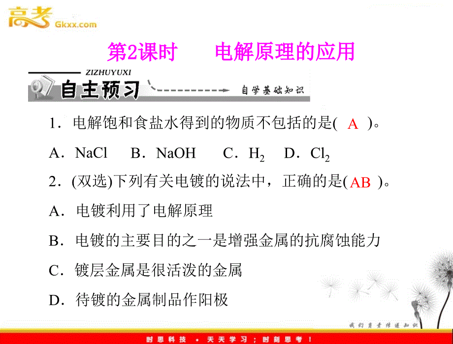 人教版选修4 第四章 第三节 电解池 第2课时 电解原理的应用_第2页