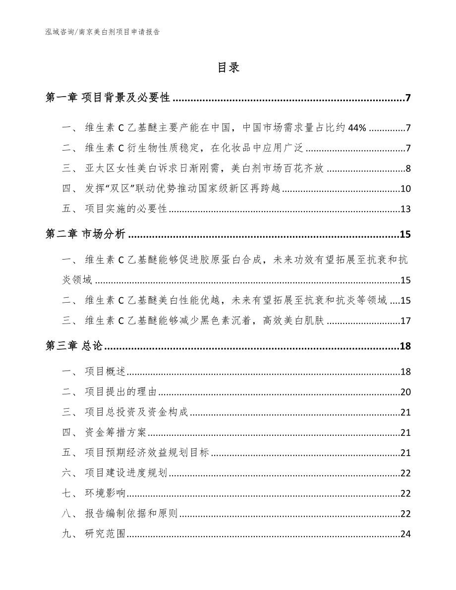 南京美白剂项目申请报告_参考模板_第1页