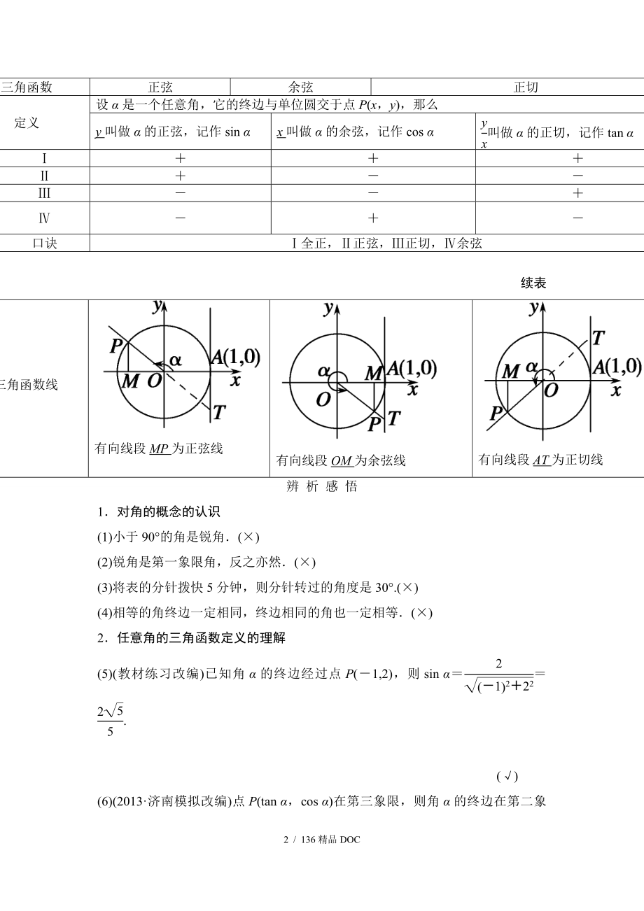 最新高中数学高考数学一轮细讲精练第三篇三角函数解三角形_第2页