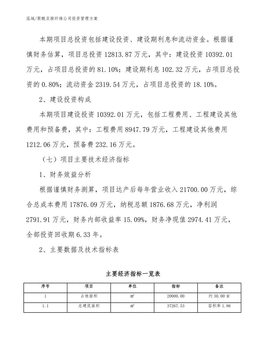 聚酰亚胺纤维公司投资管理方案_参考_第5页