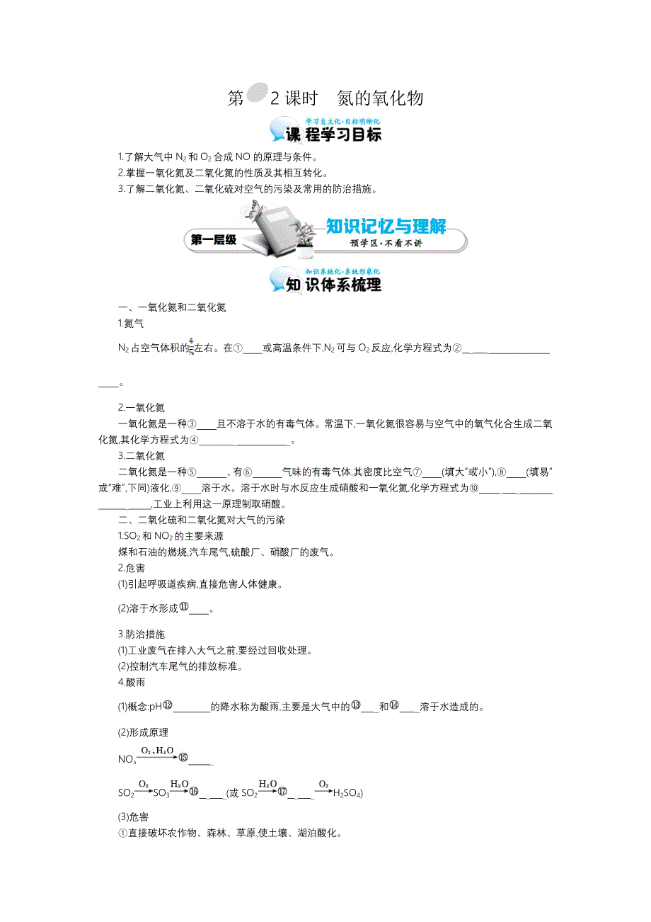 2015-2016学年《氮的氧化物》导学案_第1页