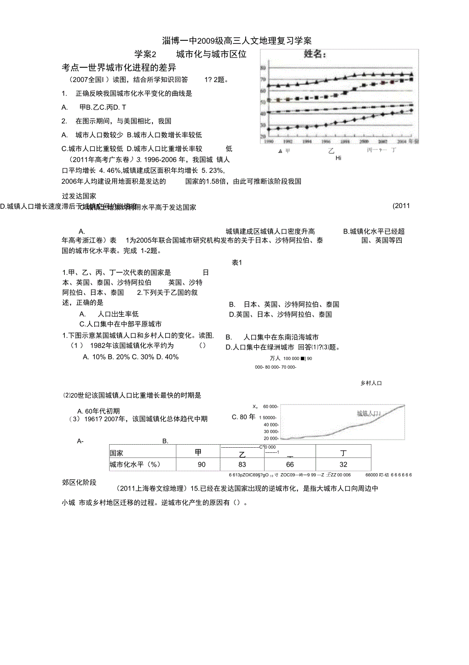 [精品]城市化复习学案_第1页