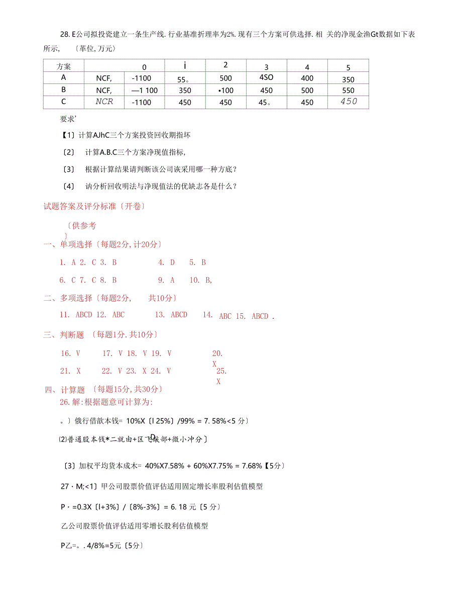 (2022更新）专科【财务管理】期末试题及答案（试卷号2038）_第4页