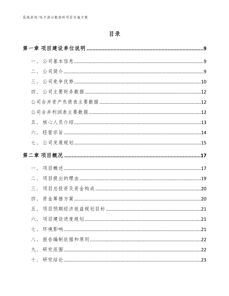 哈尔滨分散染料项目实施方案【参考模板】_第2页