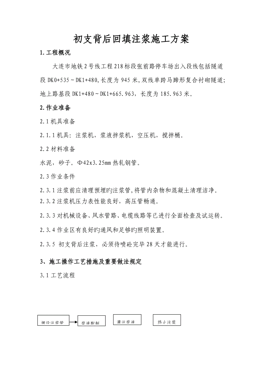 初支背后回填注浆施工方案_第1页