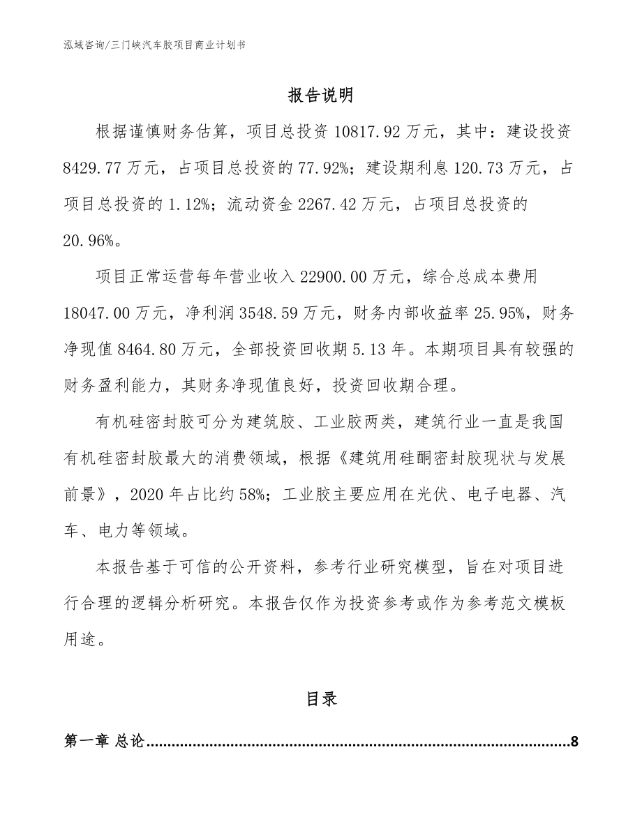 三门峡汽车胶项目商业计划书_模板_第2页