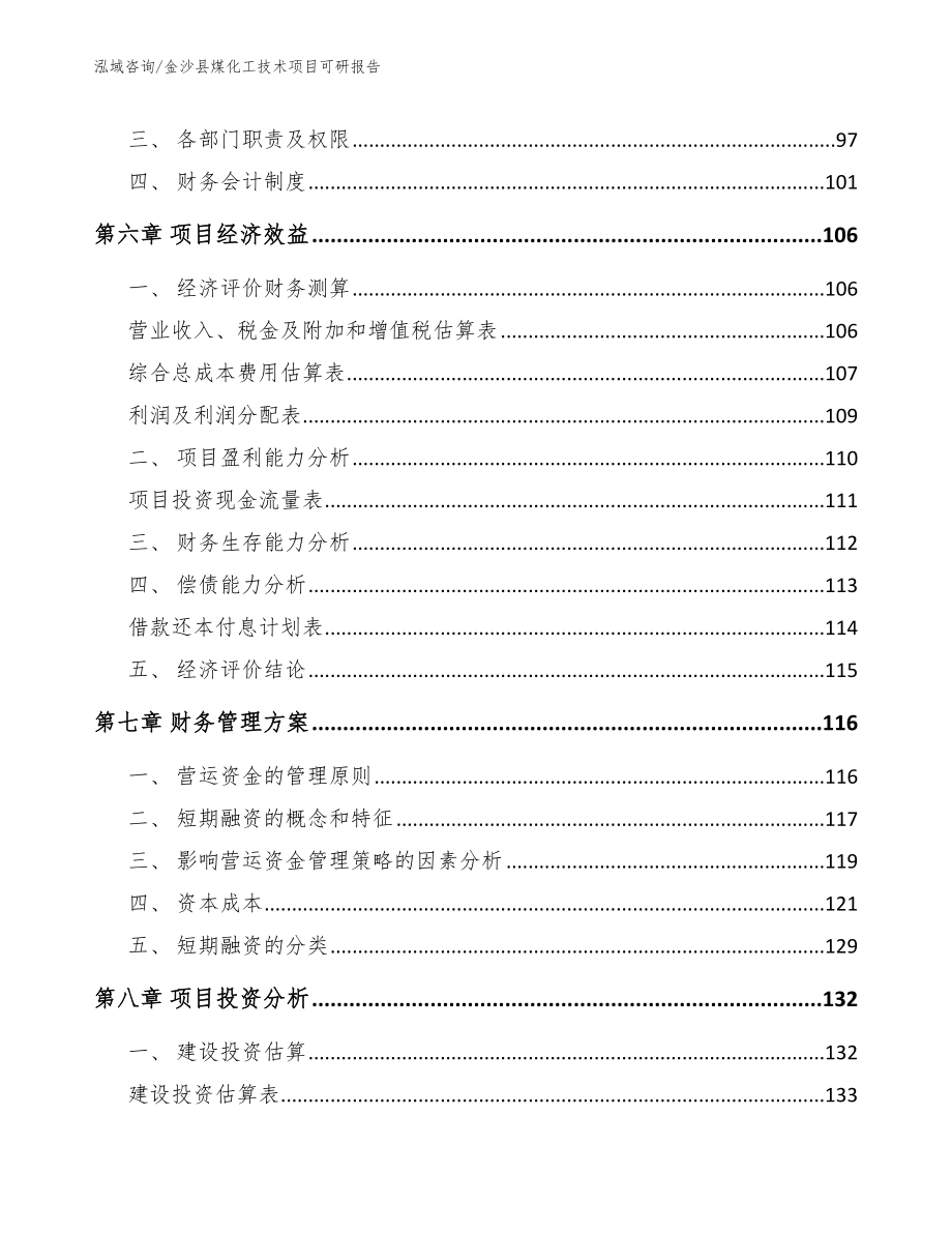 金沙县煤化工技术项目可研报告_模板参考_第3页