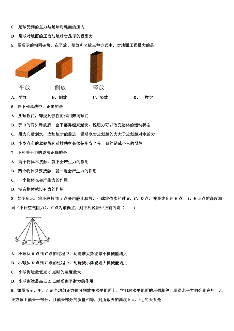 2023学年泸州市重点中学物理八下期末监测模拟试题（含解析）.doc_第2页