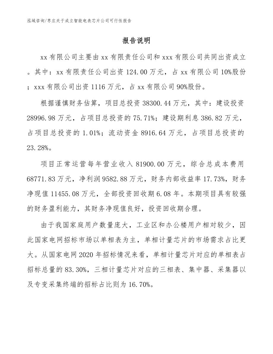枣庄关于成立智能电表芯片公司可行性报告（模板）_第2页