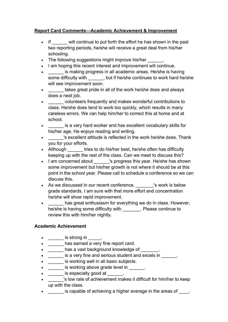 Passport Comments (Report Card Comments) - Aston Teacher 护照的评论（评论报告卡）-阿斯顿老师_第4页