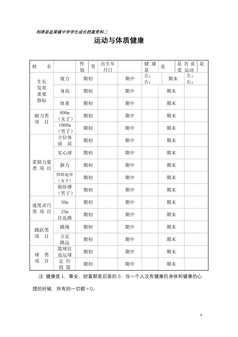 初中学生成长档案模版_第4页