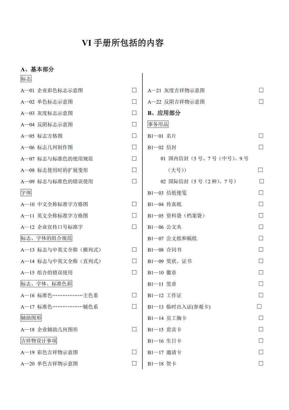 VI手册所包括的内容_第1页