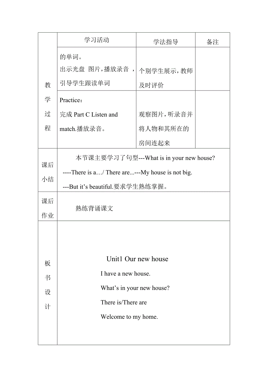 (完整)新建四年级英语下册第一课教案.doc_第4页