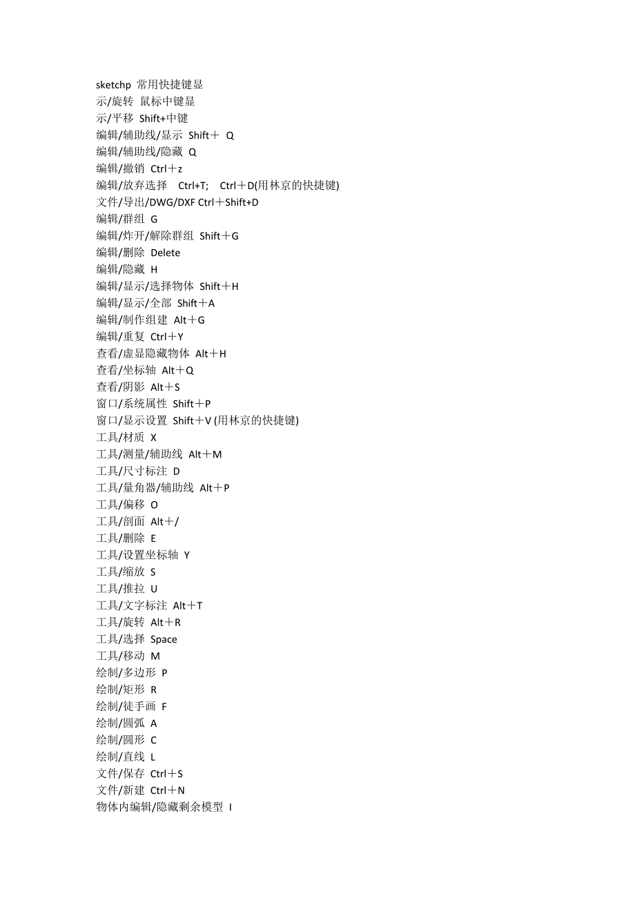 Sketchup快捷键(绝对全)(最新整理)_第1页