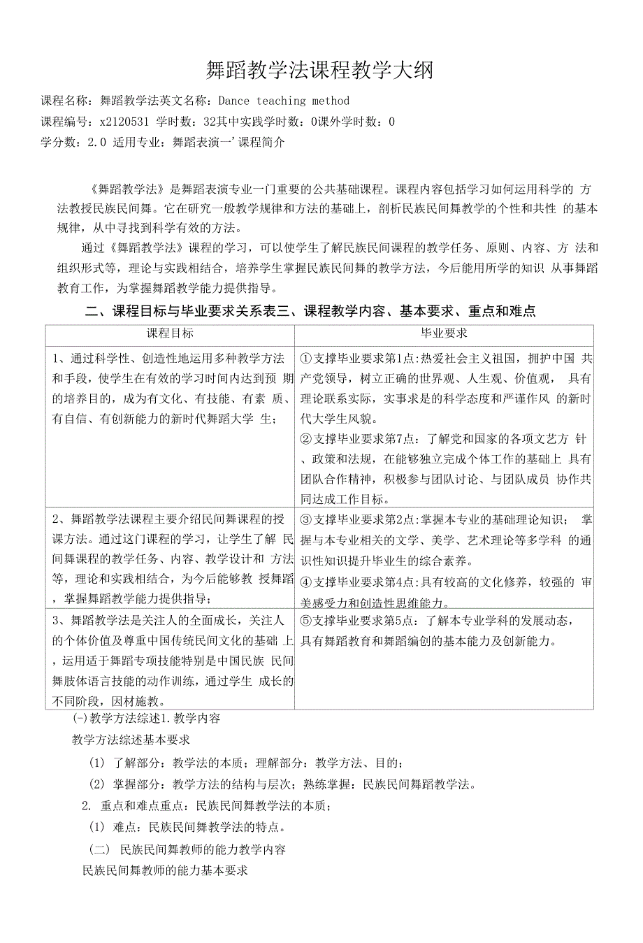 《舞蹈教学法》课程教学大纲.docx_第1页