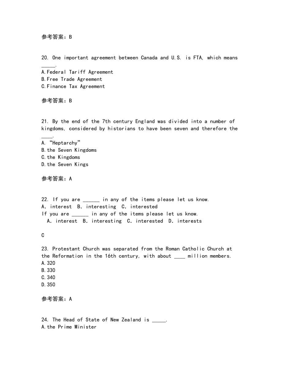 北京语言大学21春《英语国家概况》在线作业三满分答案40_第5页