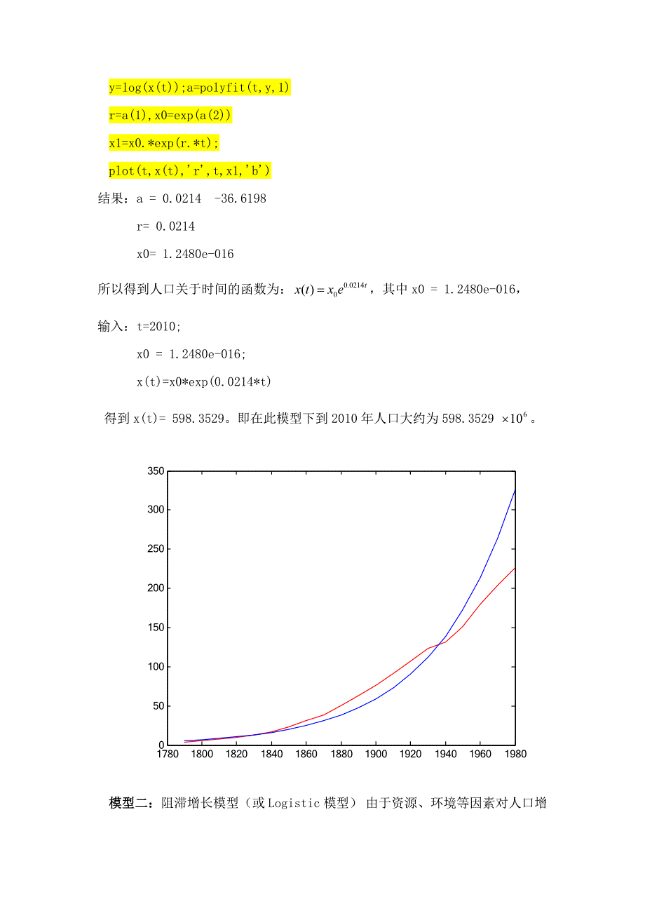 人口指数增长模型和Logistic模型参考模板_第2页