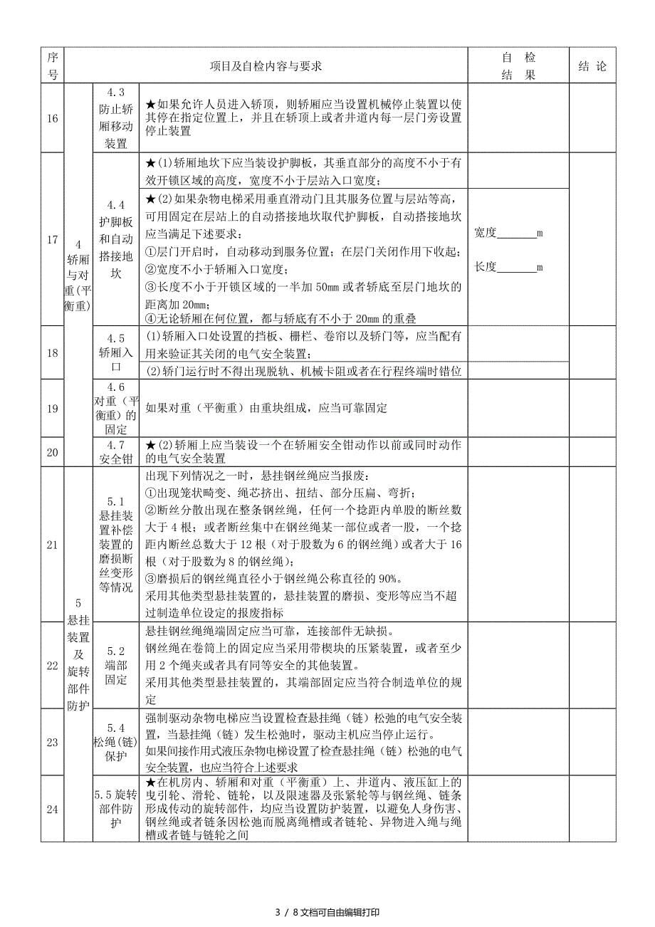 杂物电梯度自检记录_第5页