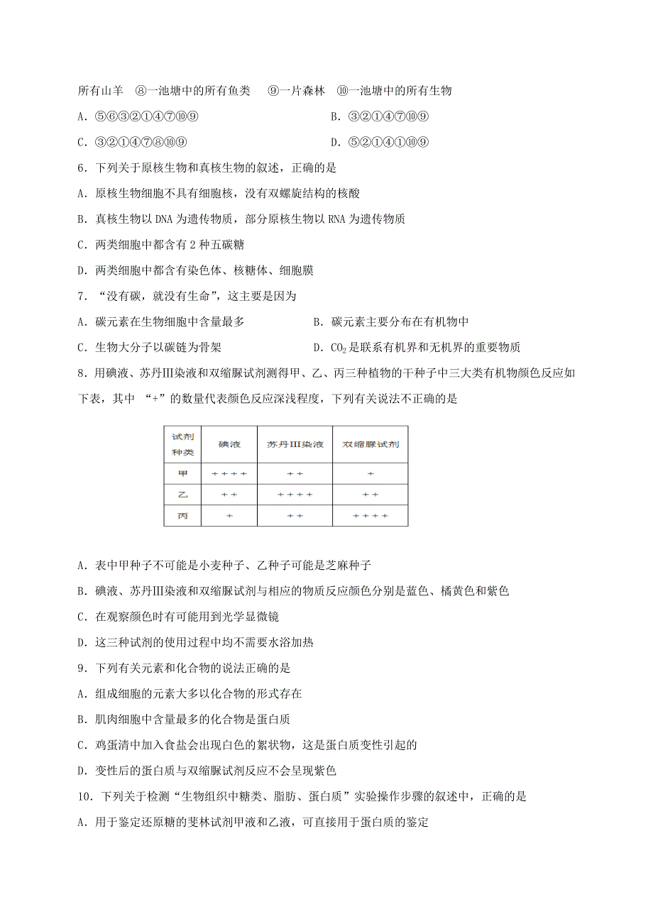 甘肃省兰州第一中学2018-2019学年高一生物上学期期末考试试题.doc_第2页