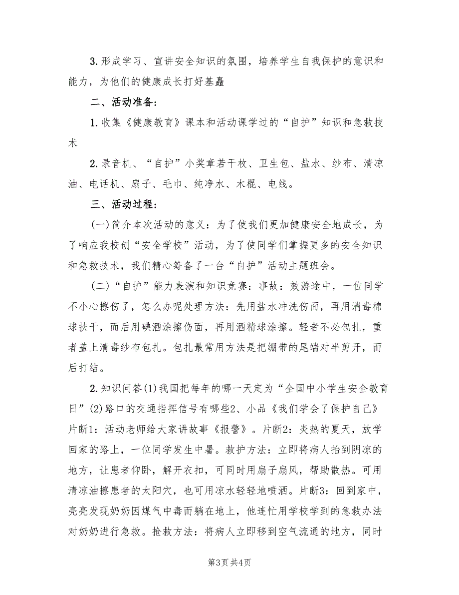 小学主题班会设计方案标准版本（二篇）_第3页