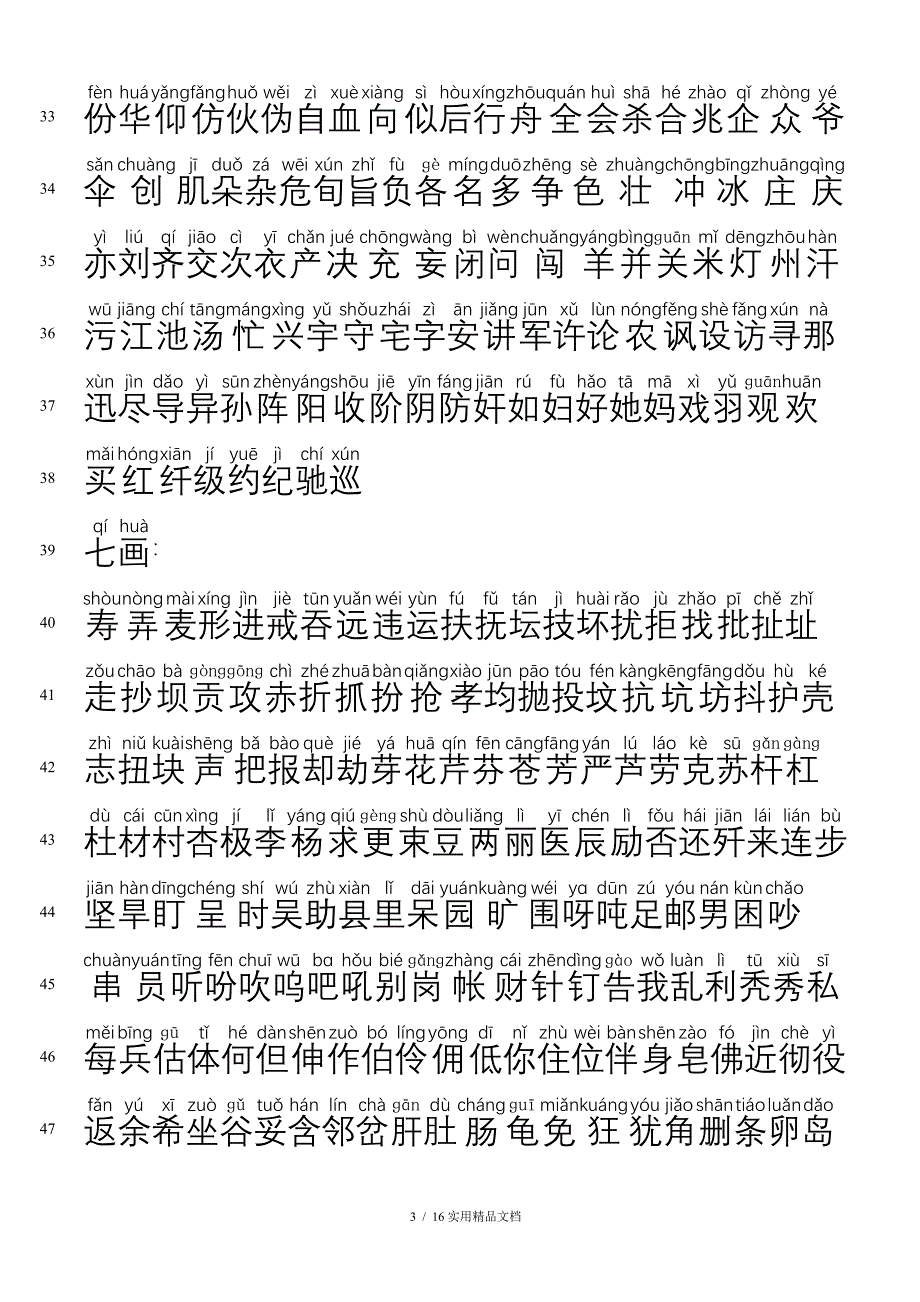 3500个常用汉字表拼音_第3页