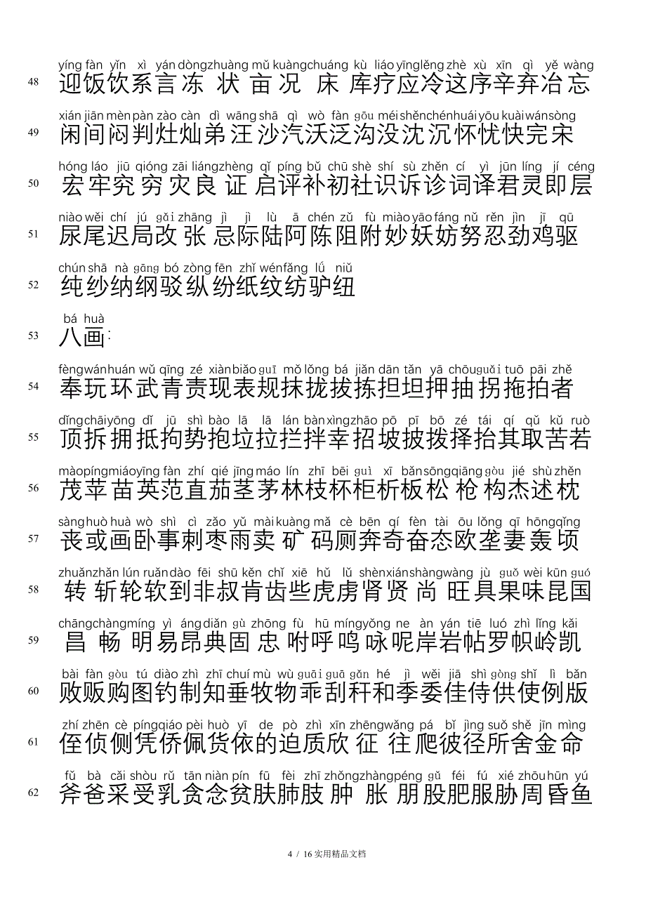 3500个常用汉字表拼音_第4页