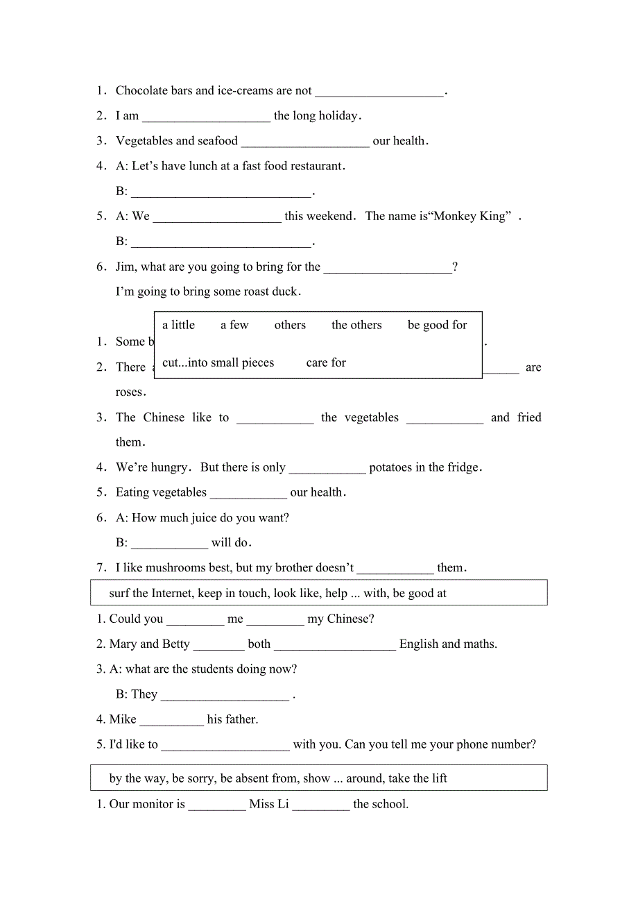 五年级英语选词填空复习_第2页
