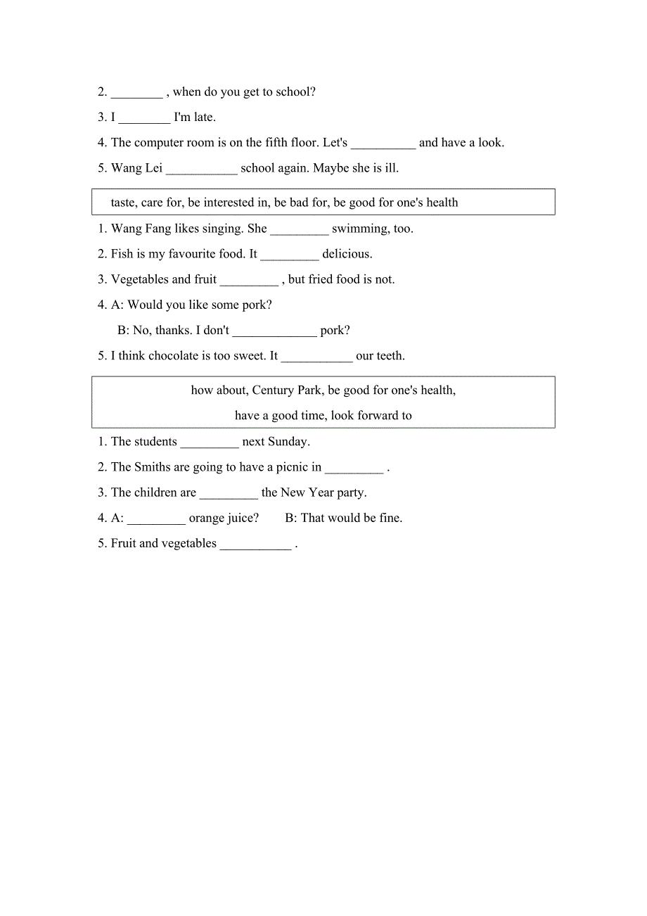 五年级英语选词填空复习_第3页