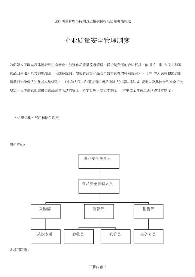 (进口食品收货人备案)——企业食品安全质量管理制度