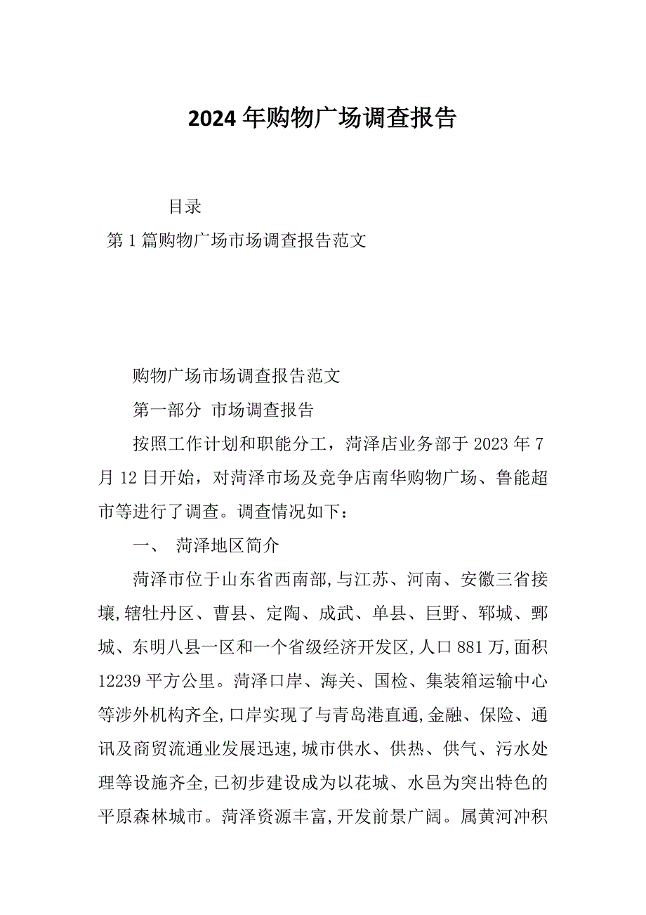 2024年购物广场调查报告_第1页