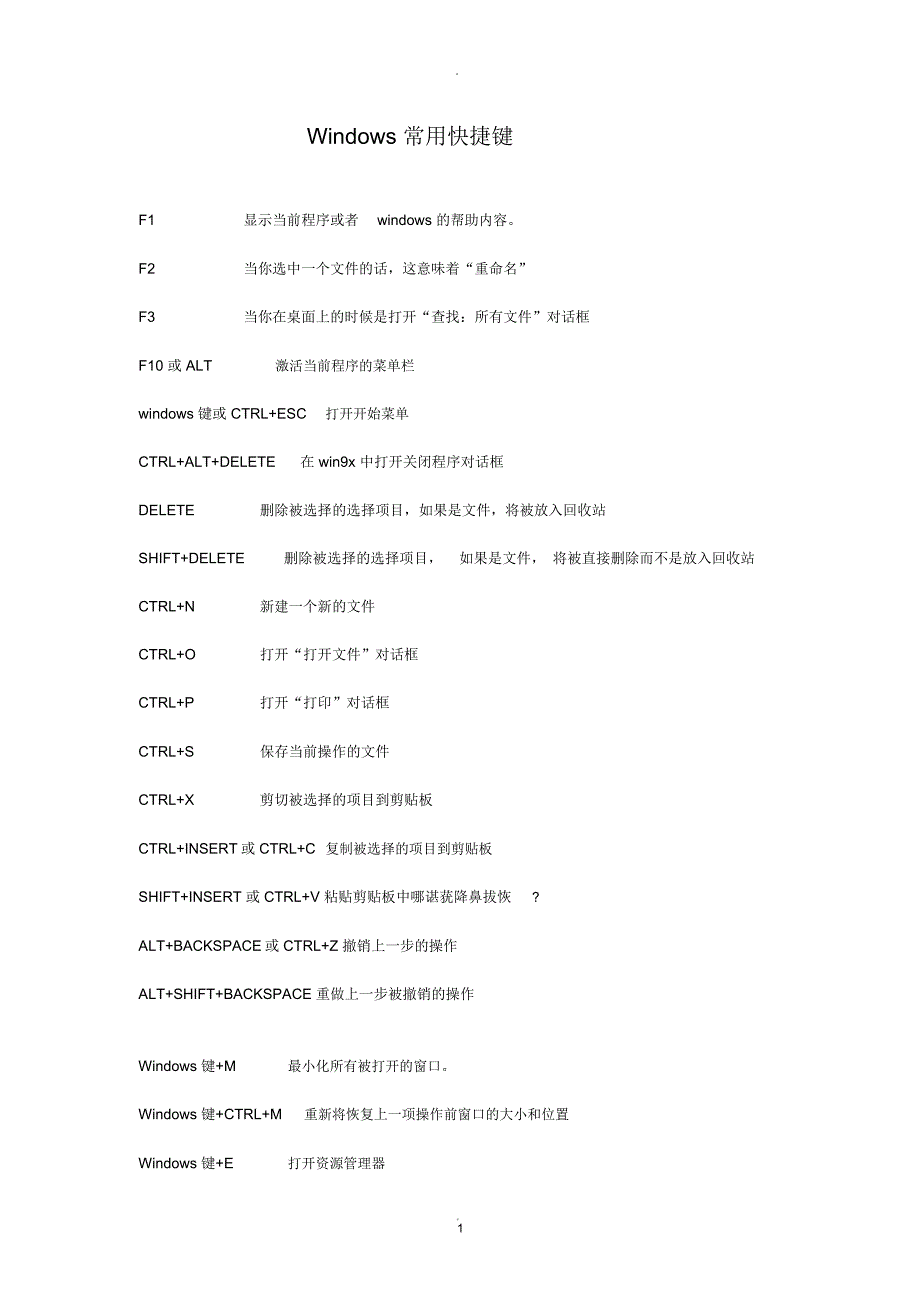 办公软件常用快捷键_第1页