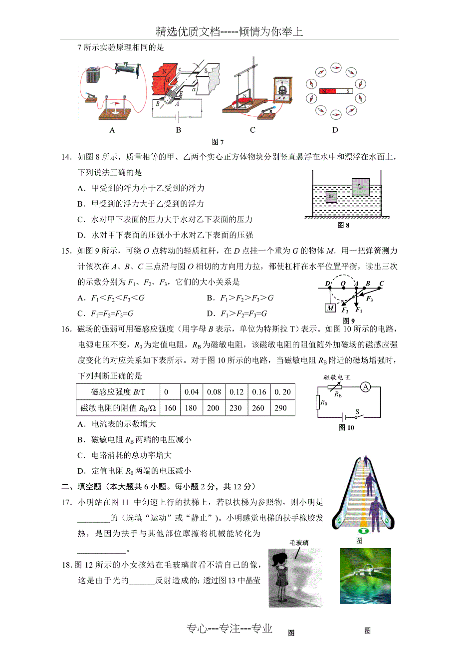 2017年厦门双十中学物理中考模拟卷(共10页)_第3页