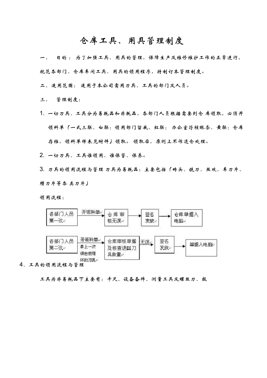 仓库工具、用具管理制度_第1页