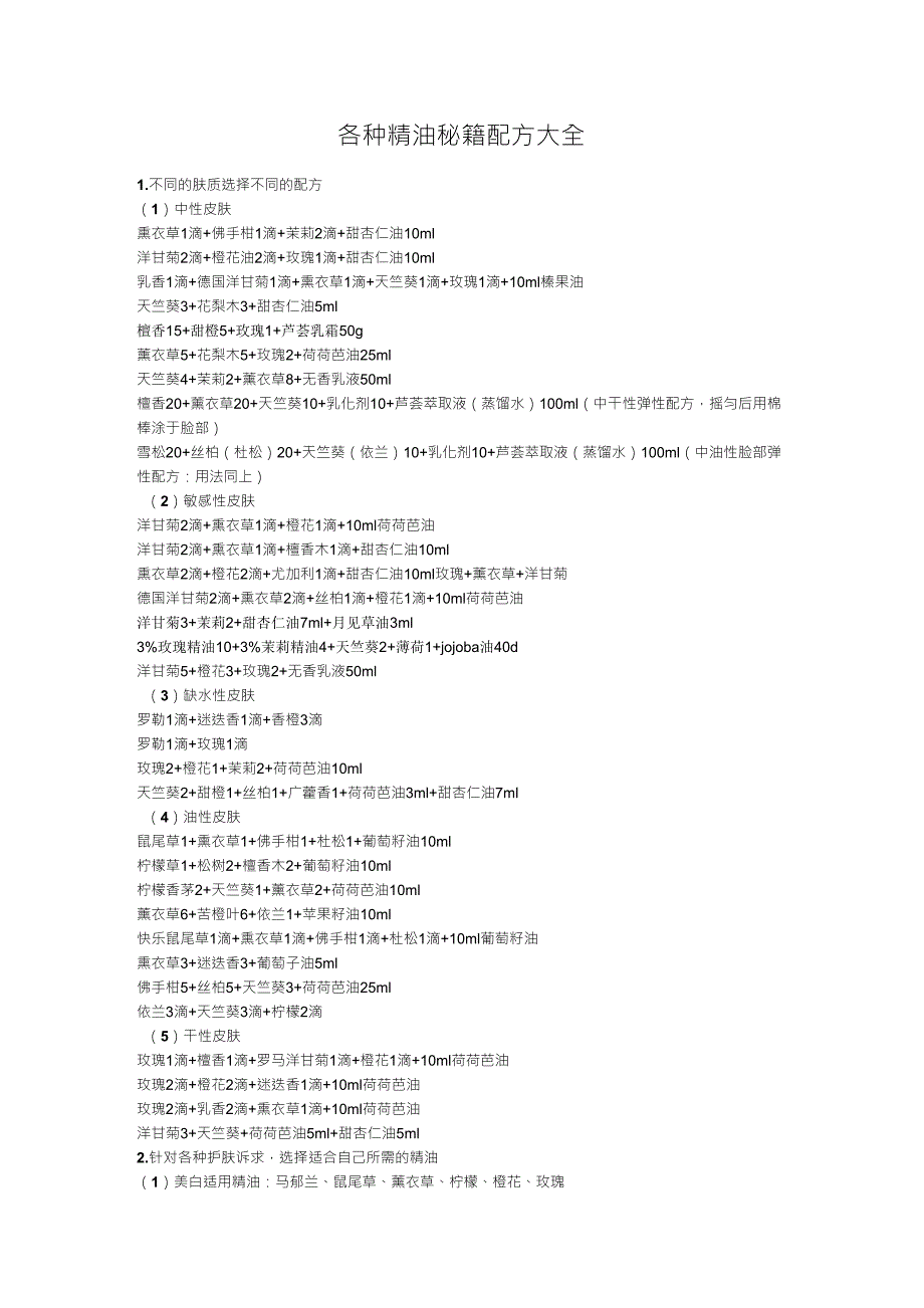 各种精油秘籍配方大全_第1页