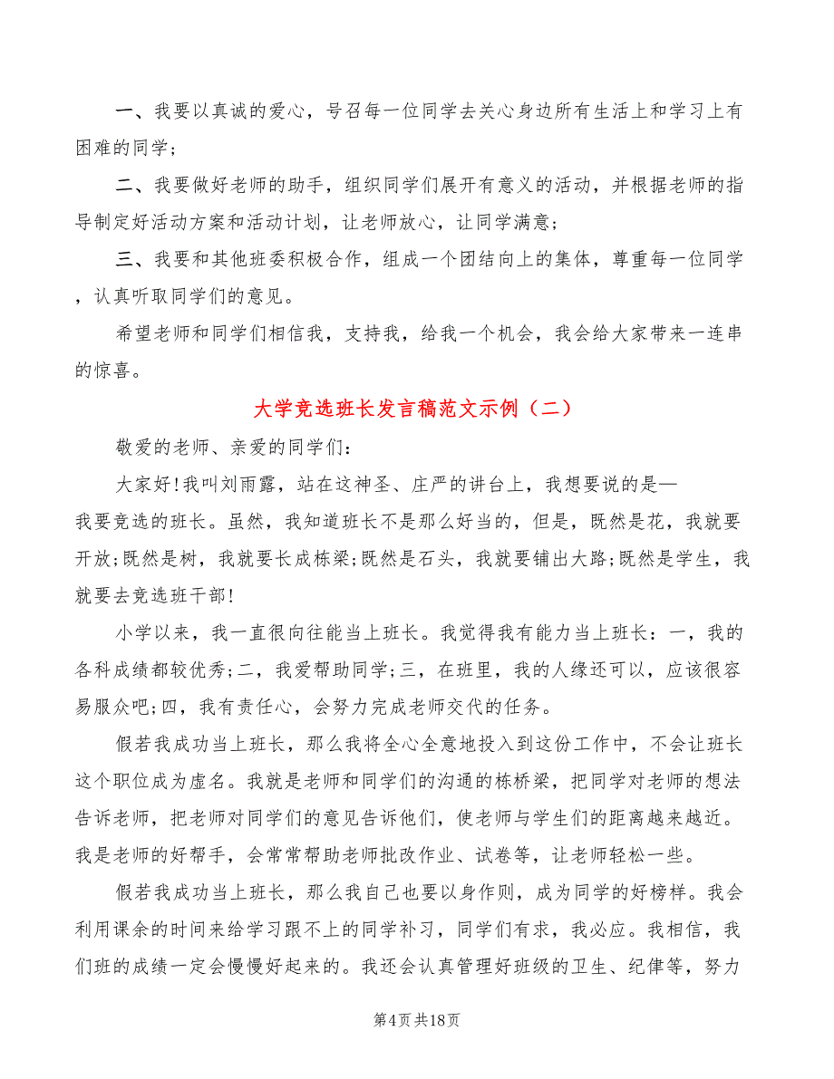 大学竞选班长发言稿范文示例(3篇)_第4页