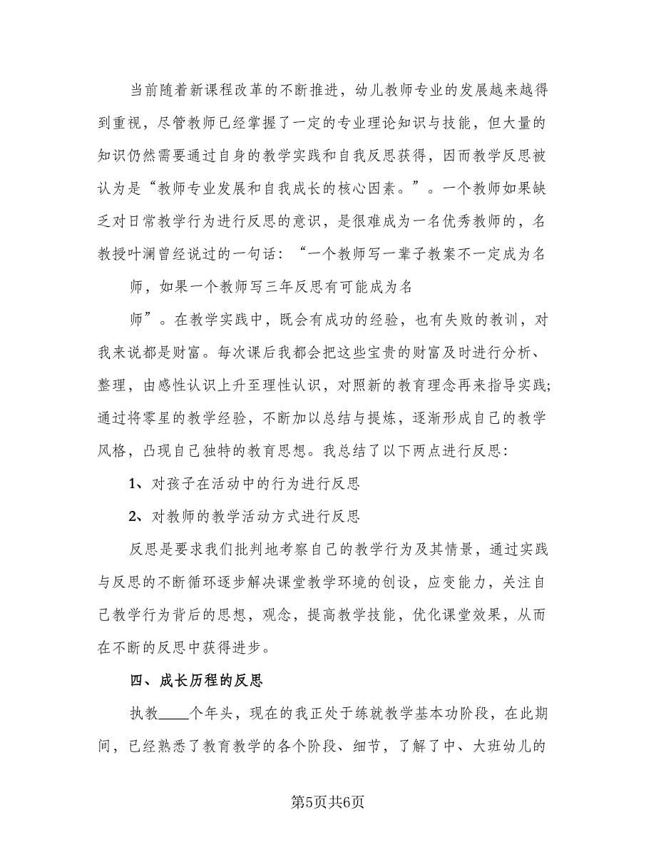 2023年幼儿教师教学心得总结模板（二篇）.doc_第5页