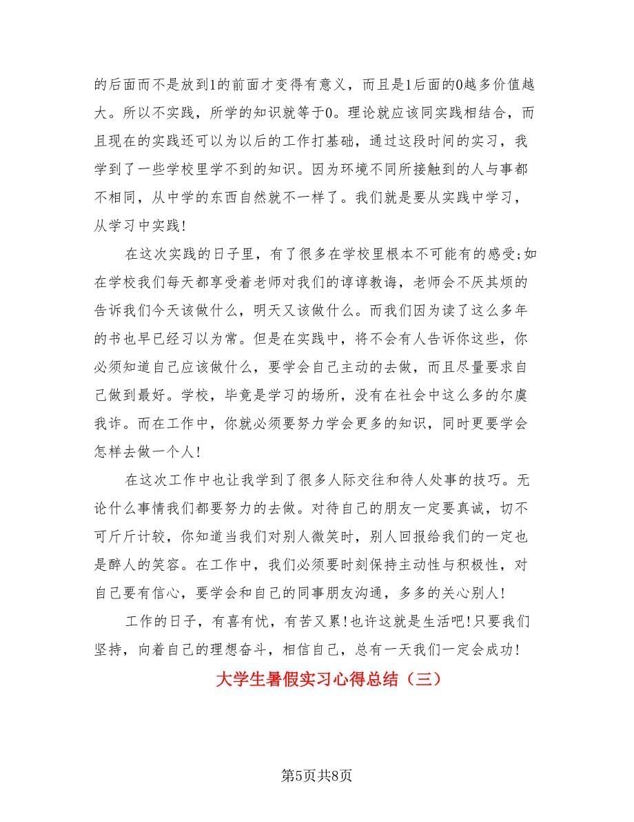 大学生暑假实习心得总结（三篇）.doc_第5页