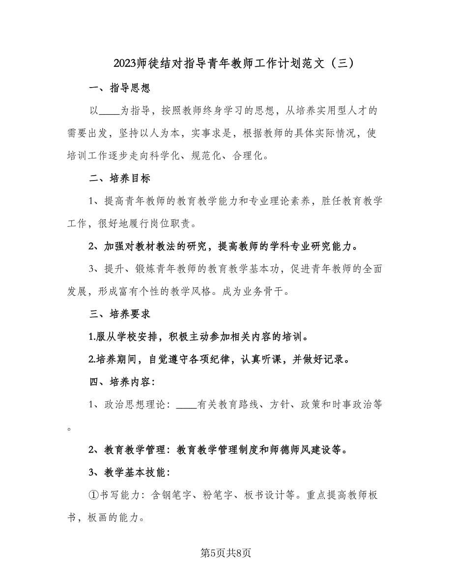 2023师徒结对指导青年教师工作计划范文（四篇）.doc_第5页