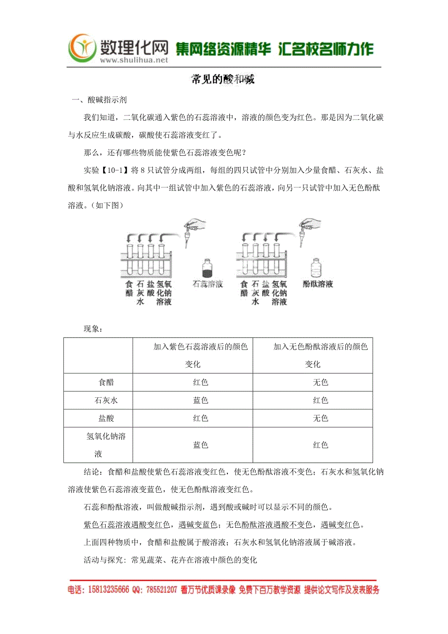 [九年级化学复习学案：常见的酸和碱_第1页