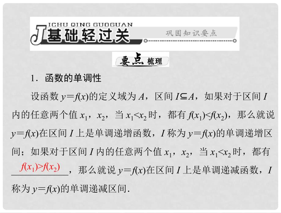 高考数学总复习 第二章 函数、导数及其应用 第4讲 函数的单调性与最值课件 理_第3页