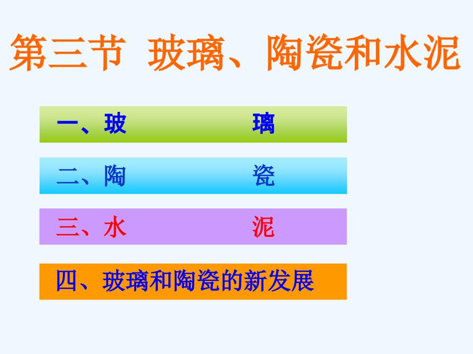 高中化学 第三节 玻璃陶瓷和水泥》第二课时课件 新人教版选修1_第1页