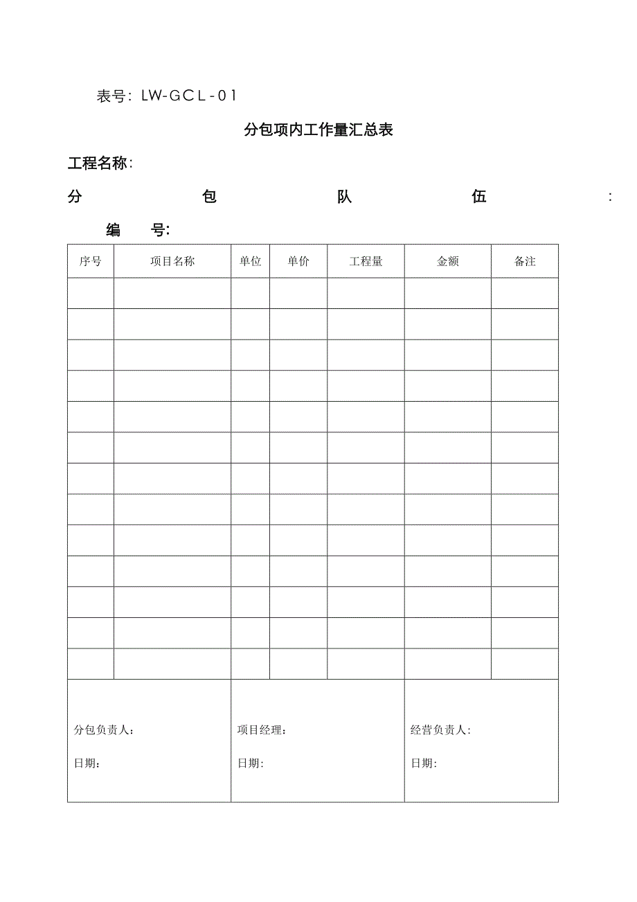 分 包 工 程 量 确 认 单_第1页