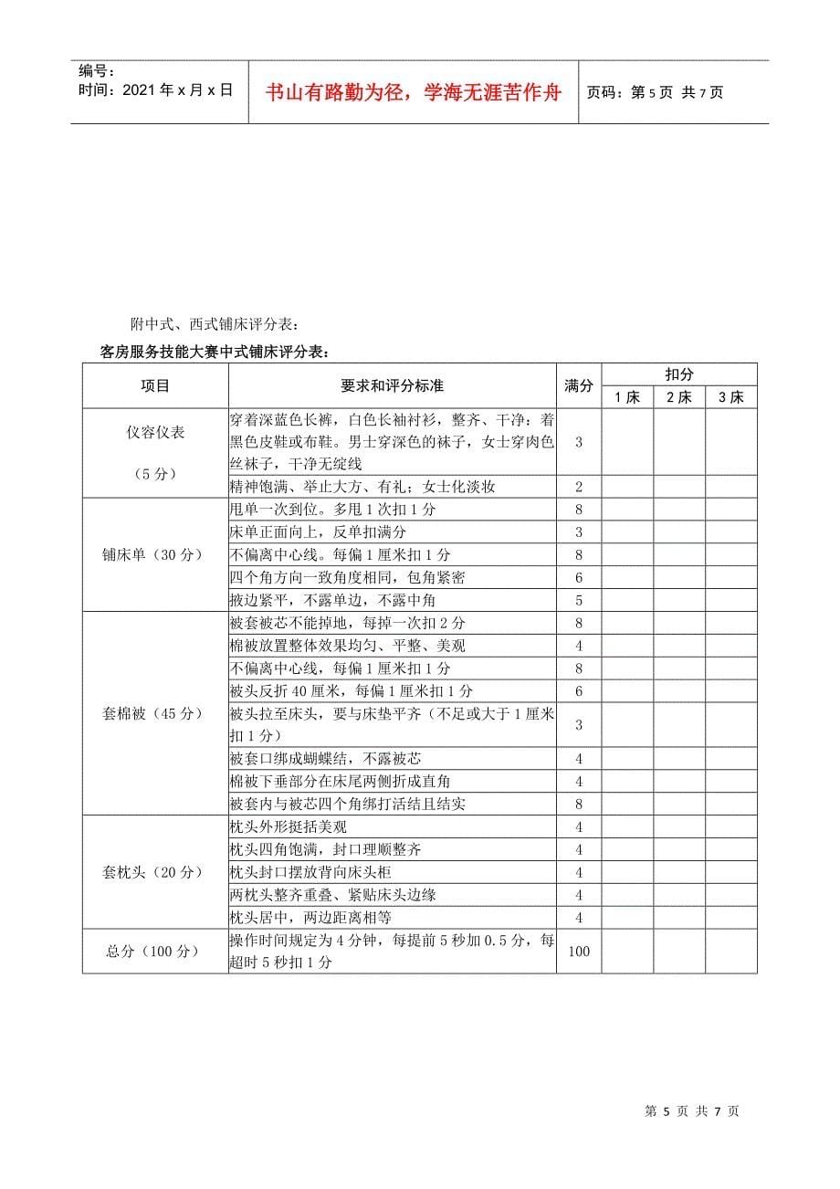 客房服务员技能竞赛_第5页